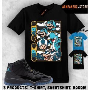 Shirt To Match Aj 11 Gamma Blue Matching Tee Retro Mario T-Shirt